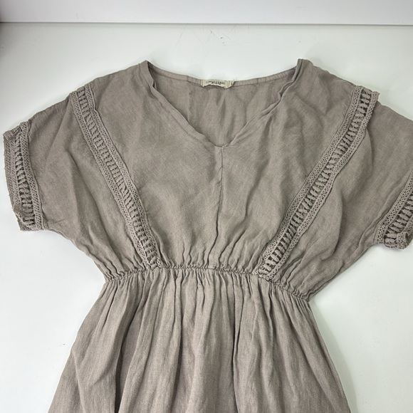 Lungo L'ArnoSand Coloured Linen Dress Made in Italy - Picture 4 of 9
